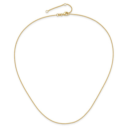 26 Inch 14K Yellow Gold 1.25mm Round Cable 2In+2In Adjustable Chain Necklace