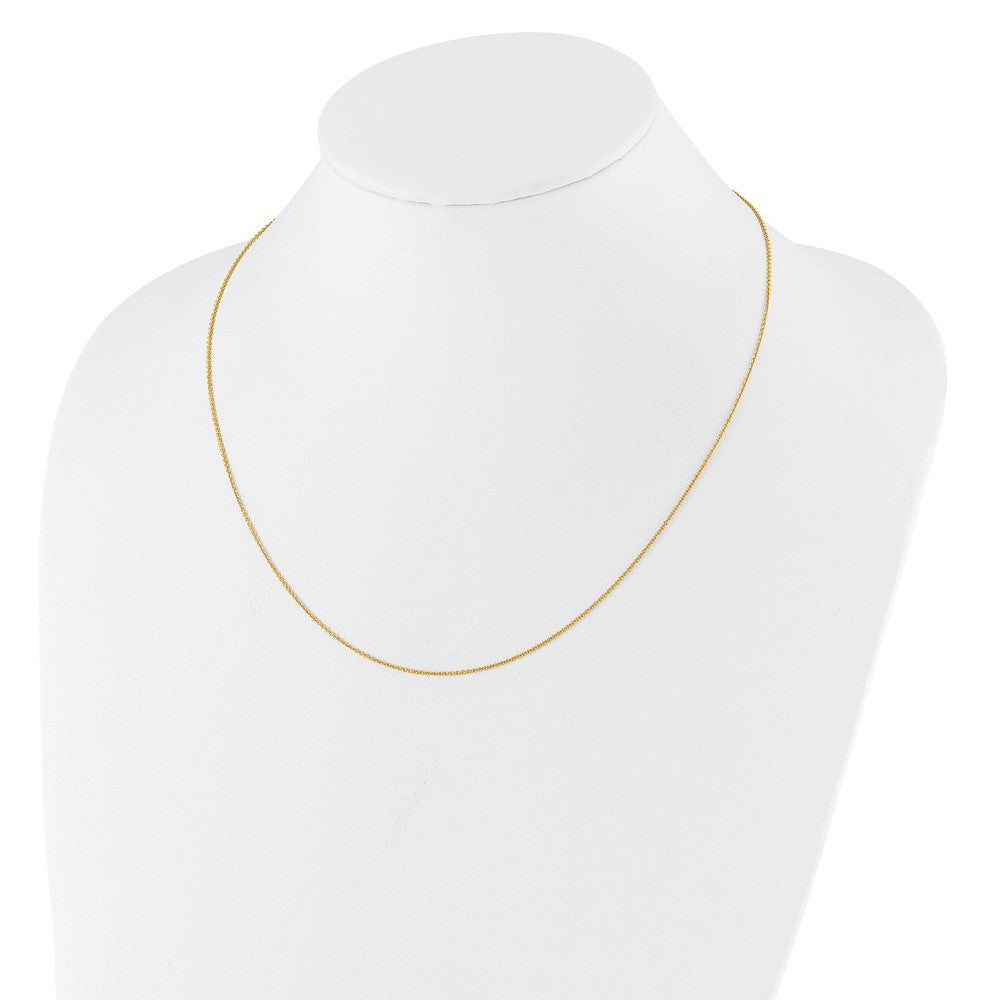 2 Inch 14K Yellow Gold 1.25mm Round Cable 1In+1In Adjustable Chain Necklace