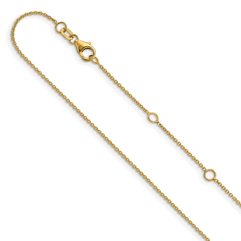 2 Inch 14K Yellow Gold 1.25mm Round Cable 1In+1In Adjustable Chain Necklace