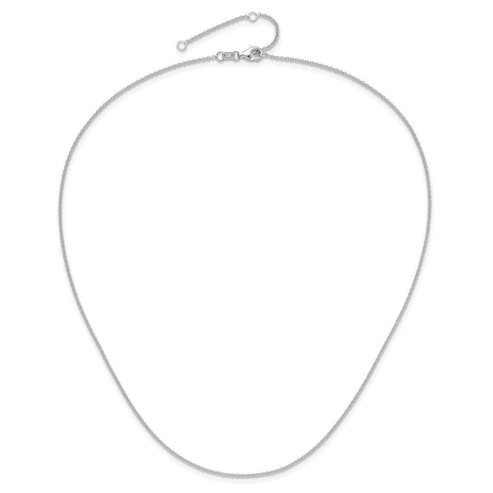 26 Inch 14K White Gold 1.4mm Round Cable 2In+2In Adjustable Chain Necklace