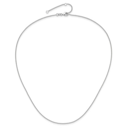 2 Inch 14K White Gold 1.4mm Round Cable 1In+1In Adjustable Chain Necklace