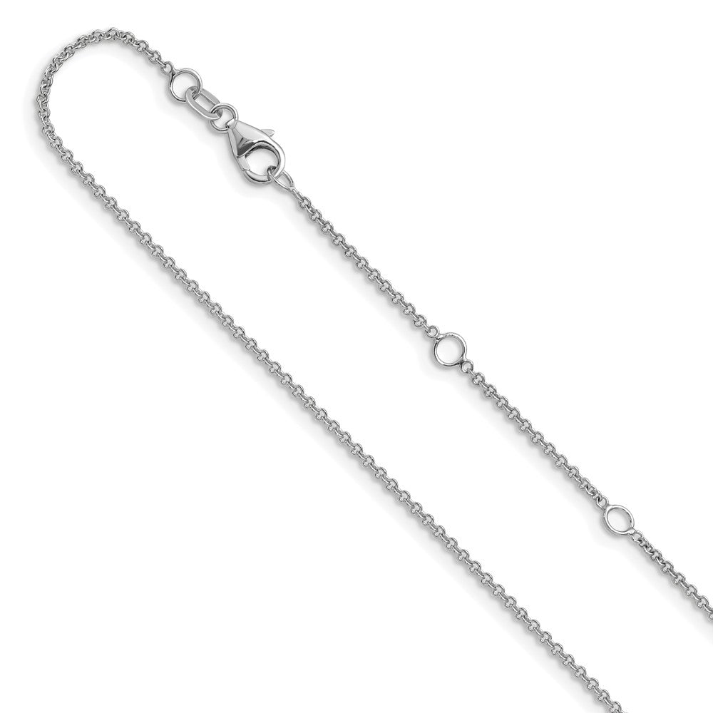 26 Inch 14K White Gold 1.4mm Round Cable 2In+2In Adjustable Chain Necklace