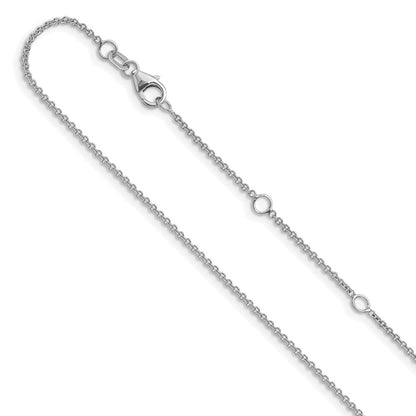 26 Inch 14K White Gold 1.4mm Round Cable 2In+2In Adjustable Chain Necklace