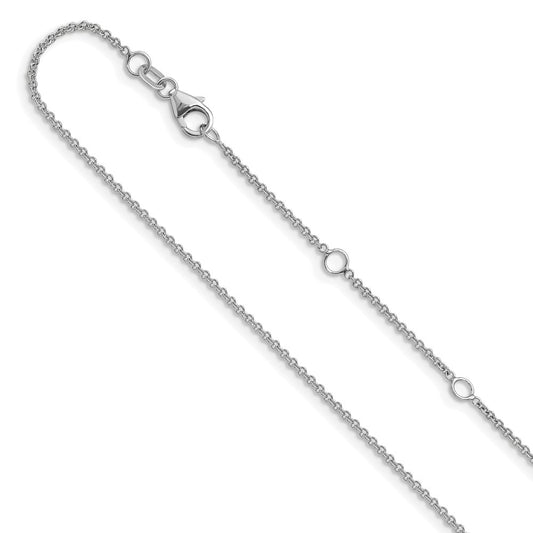 2 Inch 14K White Gold 1.4mm Round Cable 1In+1In Adjustable Chain Necklace