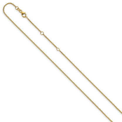2 Inch 14K Yellow Gold 1.4mm Round Cable 1In+1In Adjustable Chain Necklace