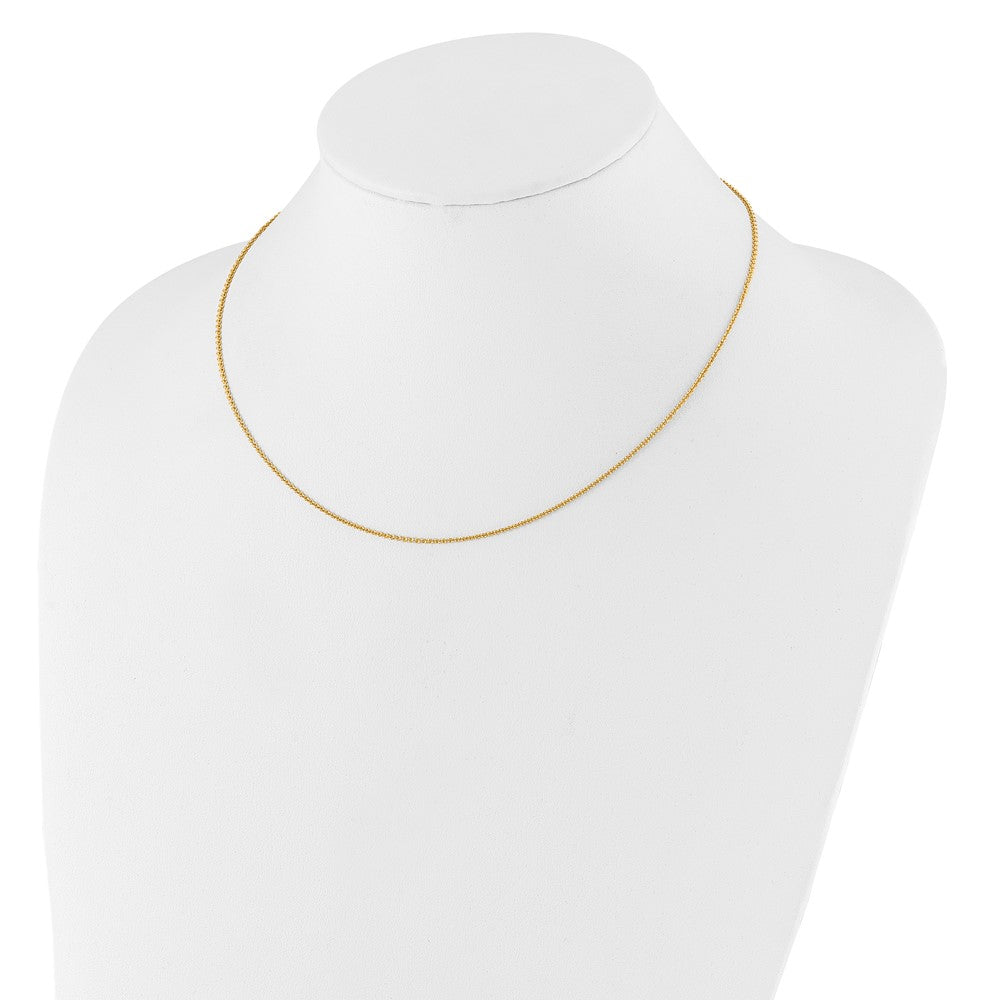 26 Inch 14K Yellow Gold 1.4mm Round Cable 2In+2In Adjustable Chain Necklace