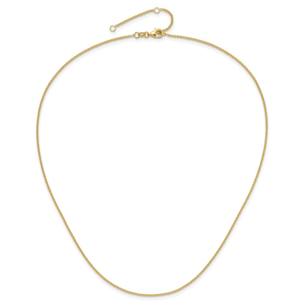 26 Inch 14K Yellow Gold 1.4mm Round Cable 2In+2In Adjustable Chain Necklace