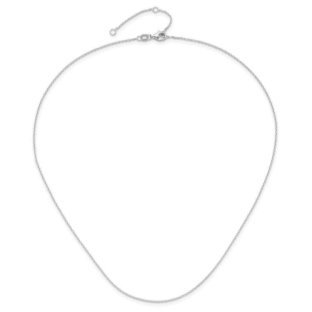 2 Inch 14K White Gold 1.1mm D/C Square Cable 1In+1In Adjustable Chain Necklace