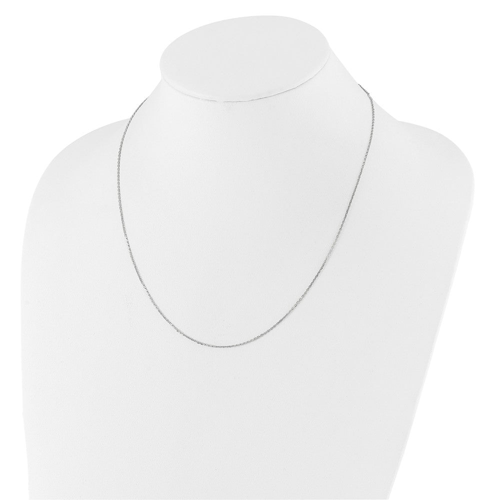 2 Inch 14K White Gold 1.1mm D/C Square Cable 1In+1In Adjustable Chain Necklace