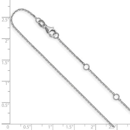 2 Inch 14K White Gold 1.1mm D/C Square Cable 1In+1In Adjustable Chain Necklace