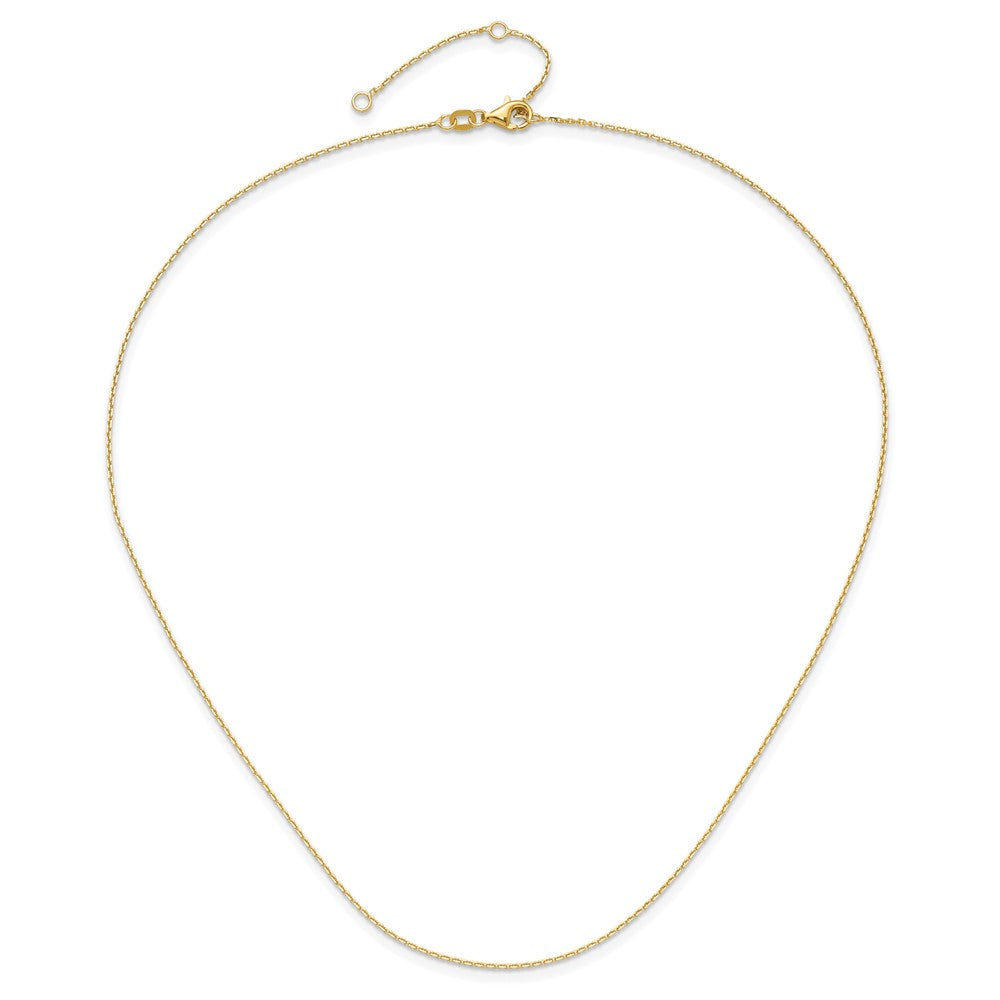 2 Inch 14K Yellow Gold 1.1mm D/C Square Cable 1In+1In Adjustable Chain Necklace