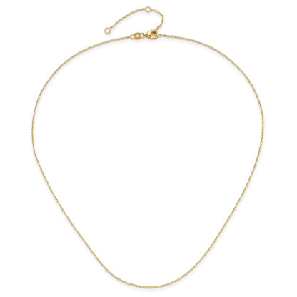 2 Inch 14K Yellow Gold 1.1mm D/C Square Cable 1In+1In Adjustable Chain Necklace