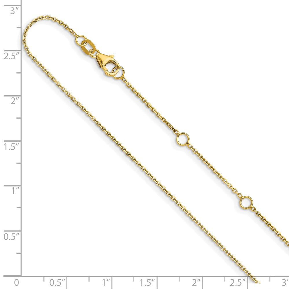 18 Inch 14K Yellow Gold 1.1mm D/C Square Cable 1In+1In Adjustable Chain Necklace