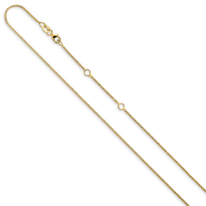 18 Inch 14K Yellow Gold 1mm D/C Open Franco 1In+1In Adjustable Chain Necklace