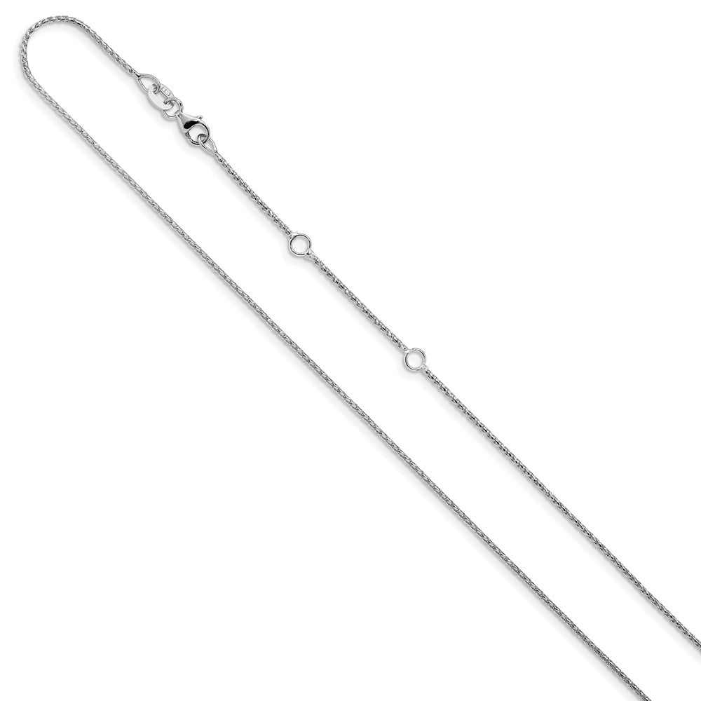 2 Inch 14K White Gold 1mm D/C Open Franco 1In+1In Adjustable Chain Necklace