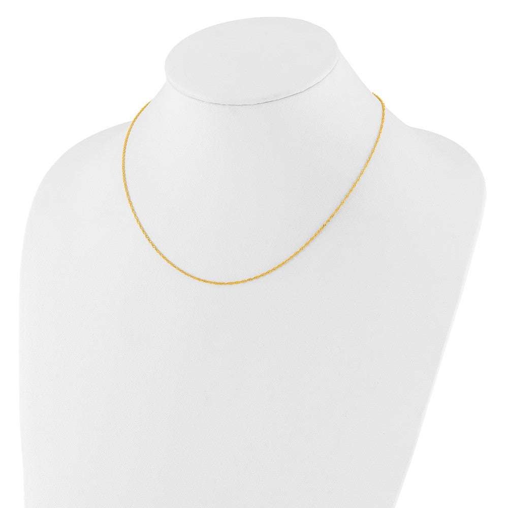 2 Inch 14K Yellow Gold 1.25mm Singapore 1In+1In Adjustable Chain Necklace