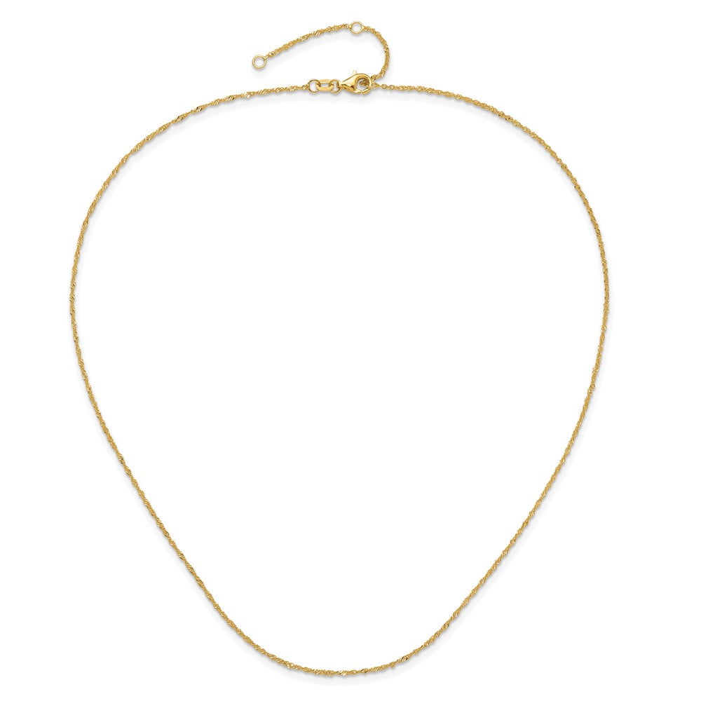 2 Inch 14K Yellow Gold 1.25mm Singapore 1In+1In Adjustable Chain Necklace
