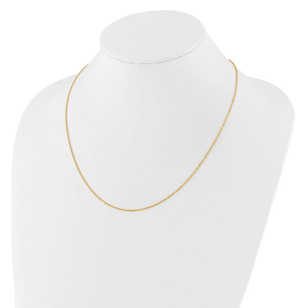 18 Inch 14K Yellow Gold 1.25mm Singapore 1In+1In Adjustable Chain Necklace