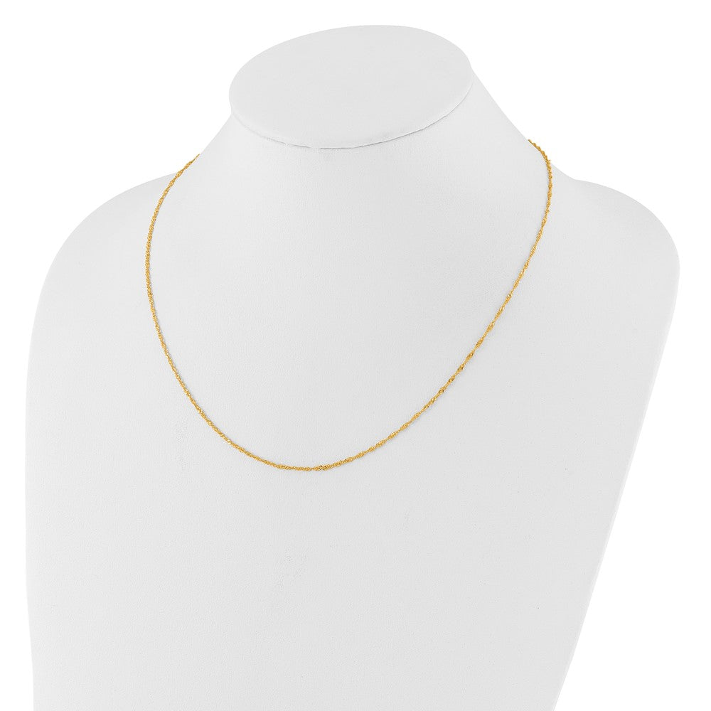 2 Inch 14K Yellow Gold 1.5mm Singapore 1In+1In Adjustable Chain Necklace