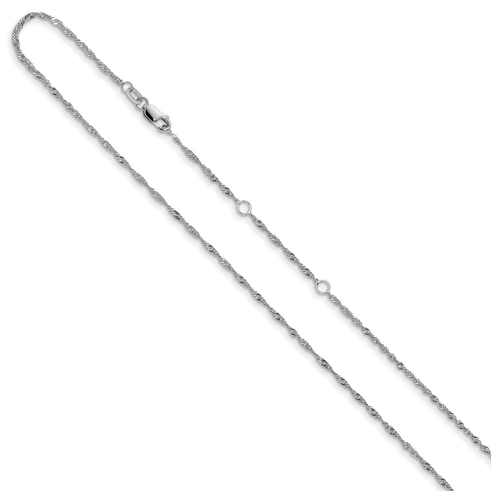2 Inch 14K White Gold 1.5mm Singapore 1In+1In Adjustable Chain Necklace