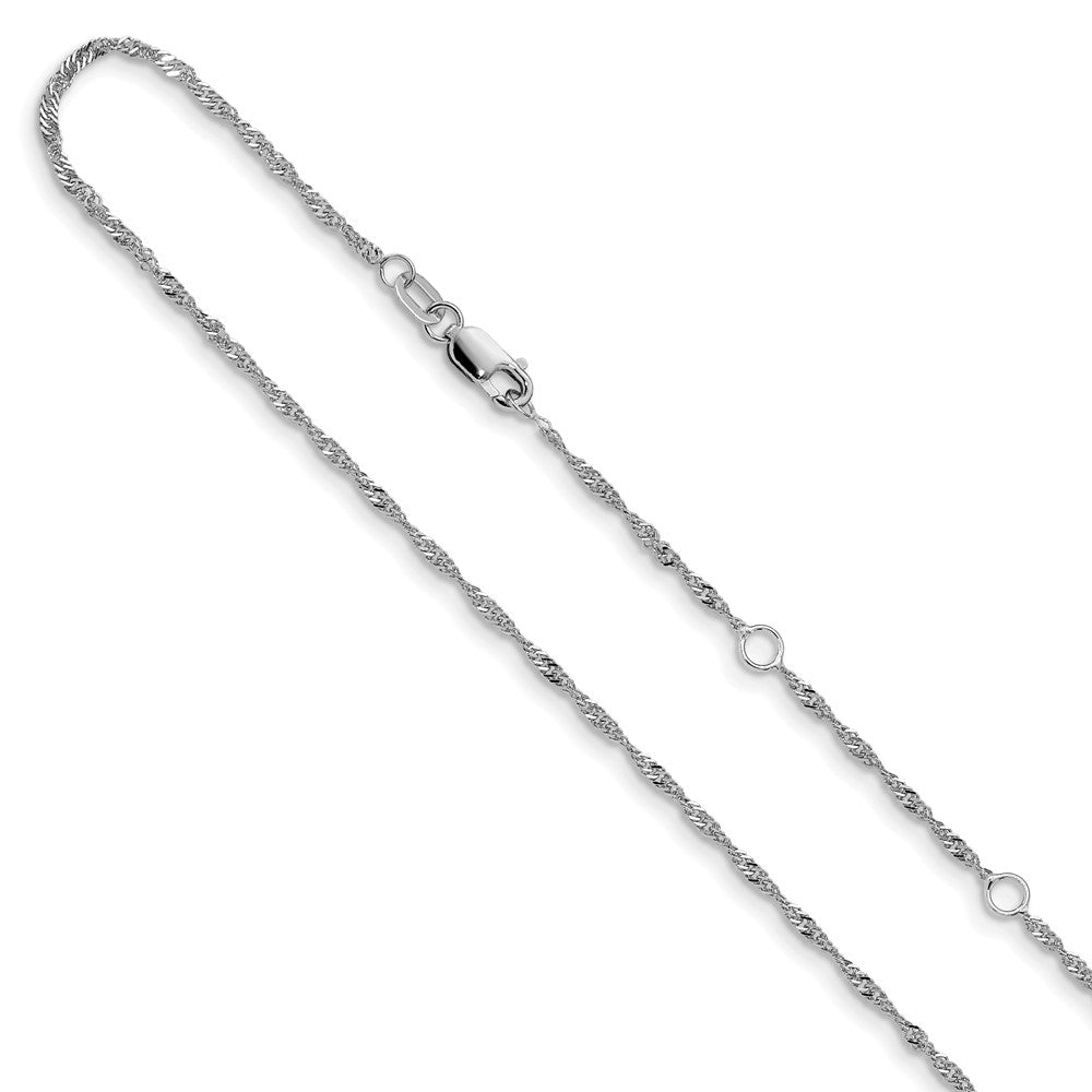 2 Inch 14K White Gold 1.5mm Singapore 1In+1In Adjustable Chain Necklace