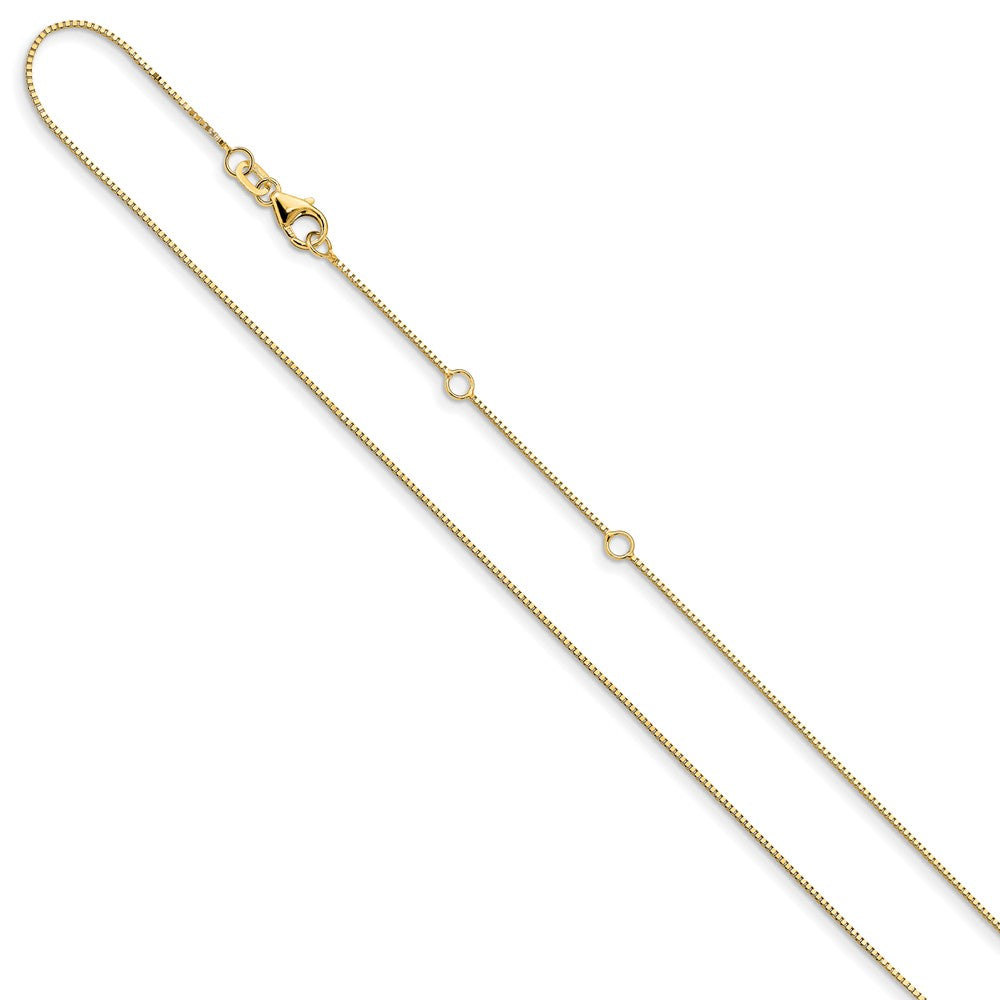 2 Inch 14K Yellow Gold .7mm Box 1In+1In Adjustable Chain Necklace
