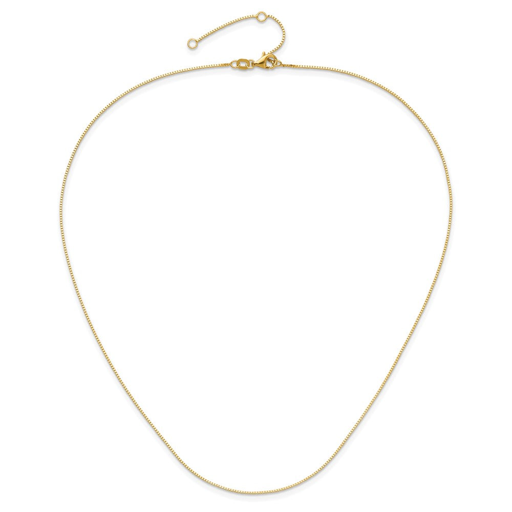 2 Inch 14K Yellow Gold .7mm Box 1In+1In Adjustable Chain Necklace
