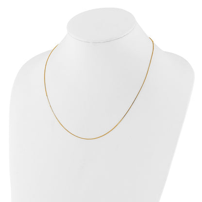18 Inch 14K Yellow Gold .7mm Box 1In+1In Adjustable Chain Necklace