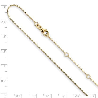 2 Inch 14K Yellow Gold .7mm Box 1In+1In Adjustable Chain Necklace