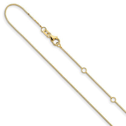 2 Inch 14K Yellow Gold .7mm Box 1In+1In Adjustable Chain Necklace