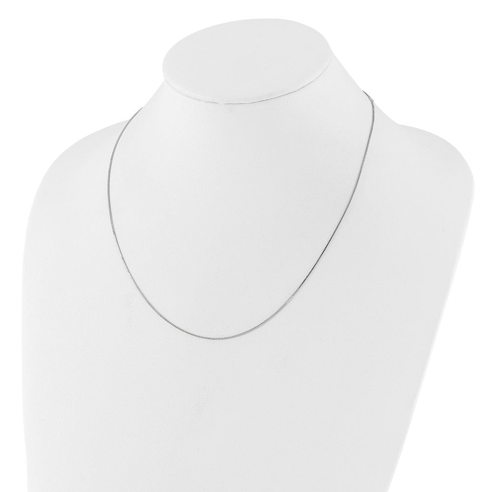 18 Inch 14K White Gold .7mm Box 1In+1In Adjustable Chain Necklace
