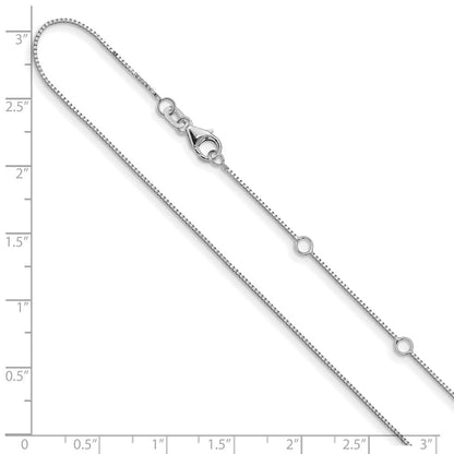 2 Inch 14K White Gold .7mm Box 1In+1In Adjustable Chain Necklace