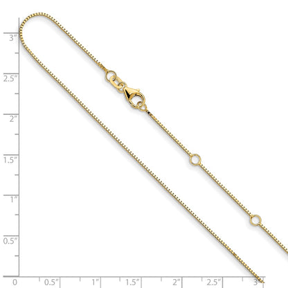 2 Inch 14K Yellow Gold .85mm Box 1In+1In Adjustable Chain Necklace