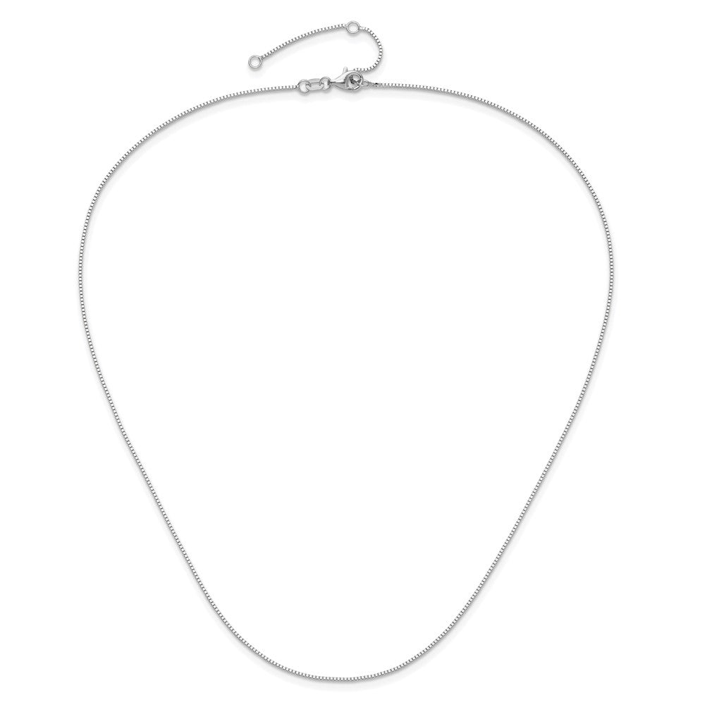2 Inch 14K White Gold .85mm Box 1In+1In Adjustable Chain Necklace