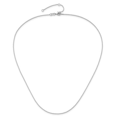 18 Inch 14K White Gold .85mm Box 1In+1In Adjustable Chain Necklace