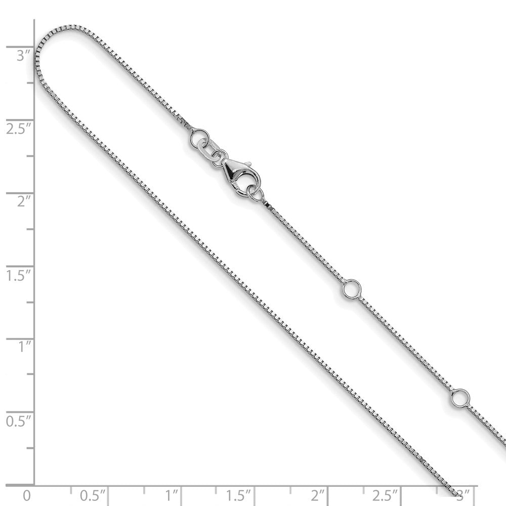 2 Inch 14K White Gold .85mm Box 1In+1In Adjustable Chain Necklace