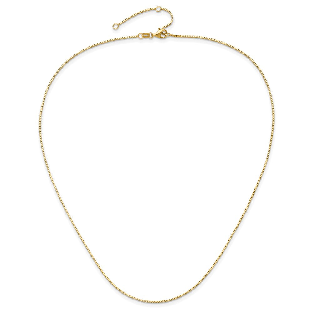 18 Inch 14K Yellow Gold .95mm Box 1In+1In Adjustable Chain Necklace