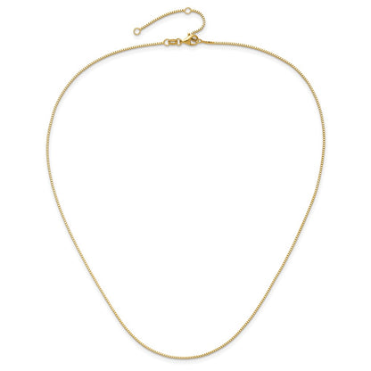 18 Inch 14K Yellow Gold .95mm Box 1In+1In Adjustable Chain Necklace