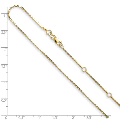 2 Inch 14K Yellow Gold .95mm Box 1In+1In Adjustable Chain Necklace