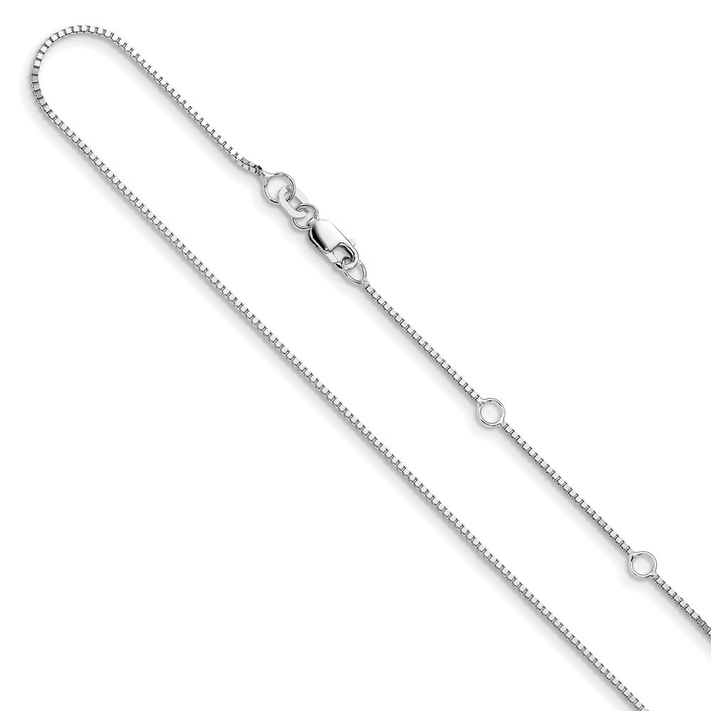 2 Inch 14K White Gold .95mm Box 1In+1In Adjustable Chain Necklace