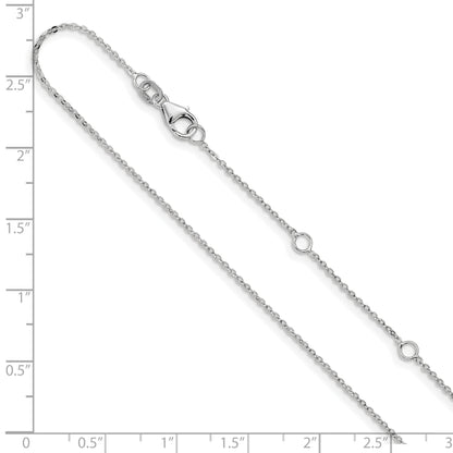 18 Inch 14K White Gold 1.2mm Flat Cable 1In+1In Adjustable Chain Necklace