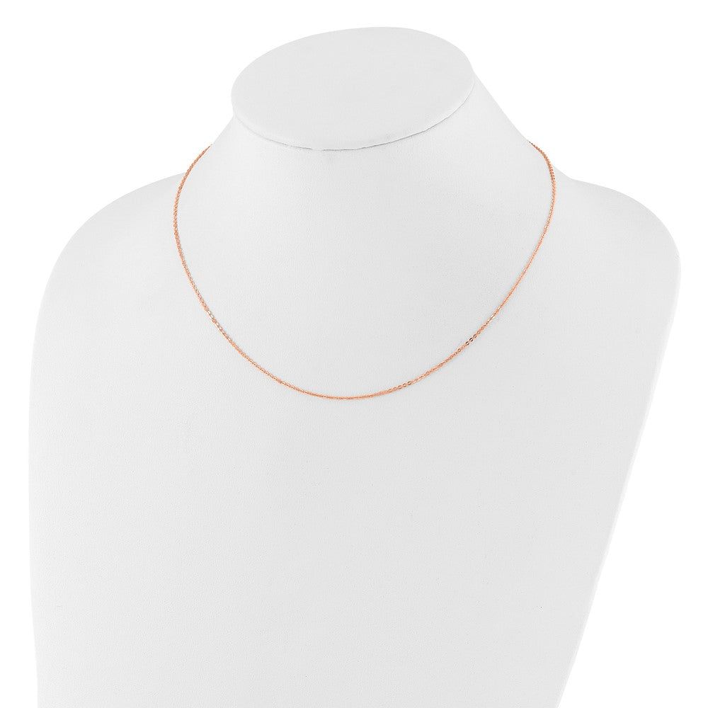 18 Inch 14K Rose Gold 1.2mm Flat Cable 1In+1In Adjustable Chain Necklace