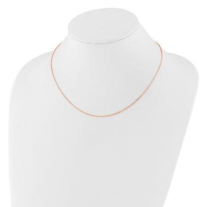 18 Inch 14K Rose Gold 1.2mm Flat Cable 1In+1In Adjustable Chain Necklace