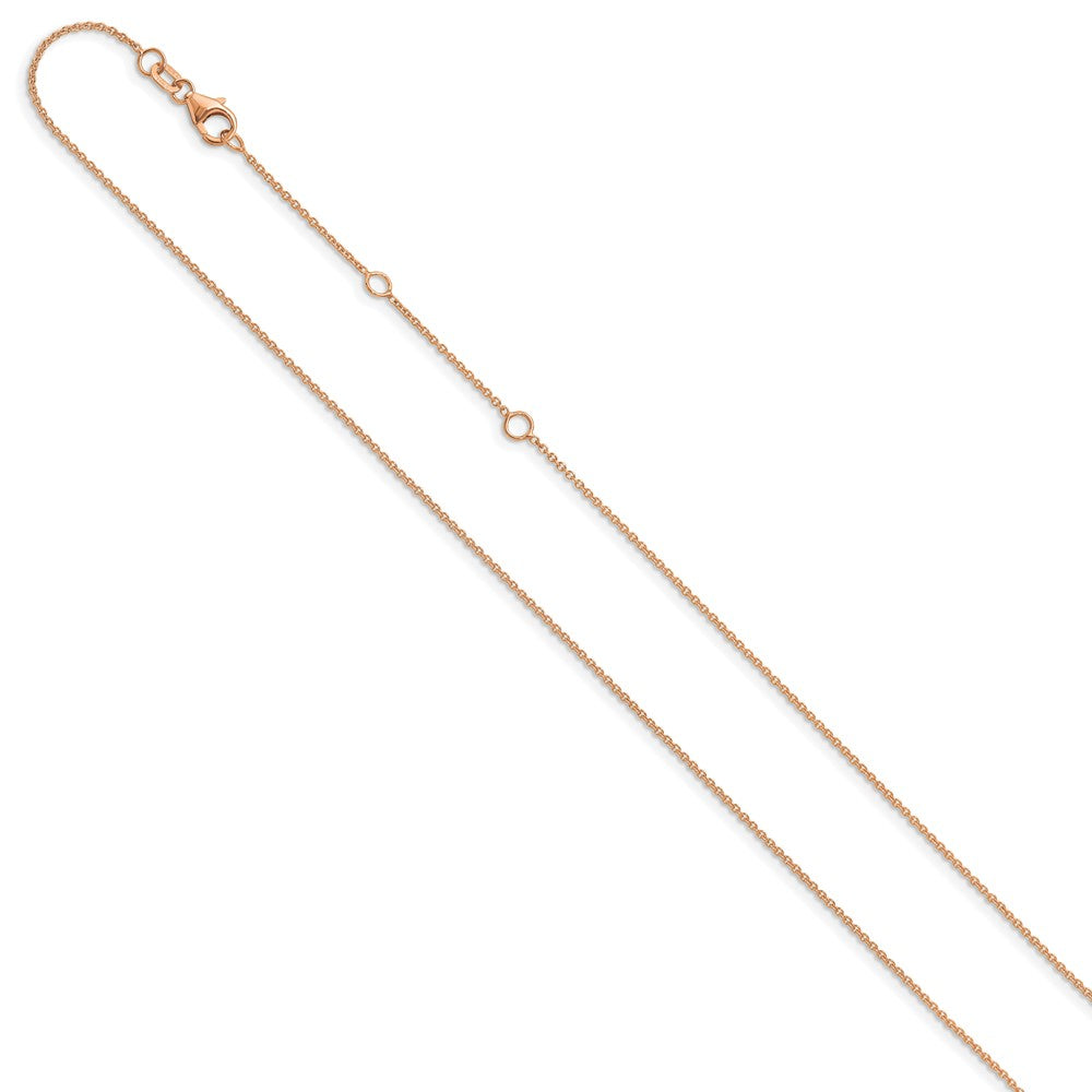 2 Inch 14K Rose Gold 1.25mm Round Cable 1In+1In Adjustable Chain Necklace
