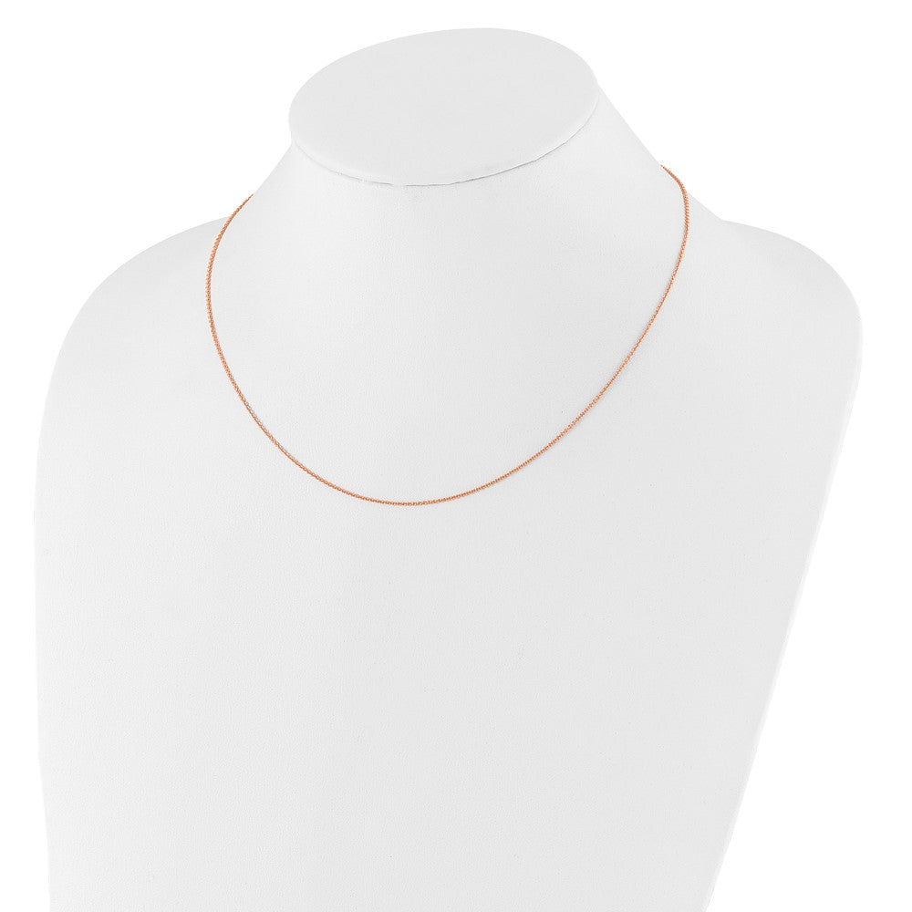 2 Inch 14K Rose Gold 1.25mm Round Cable 1In+1In Adjustable Chain Necklace