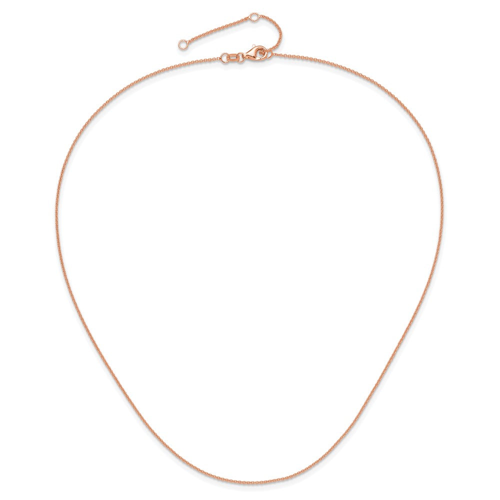 18 Inch 14K Rose Gold 1.25mm Round Cable 1In+1In Adjustable Chain Necklace