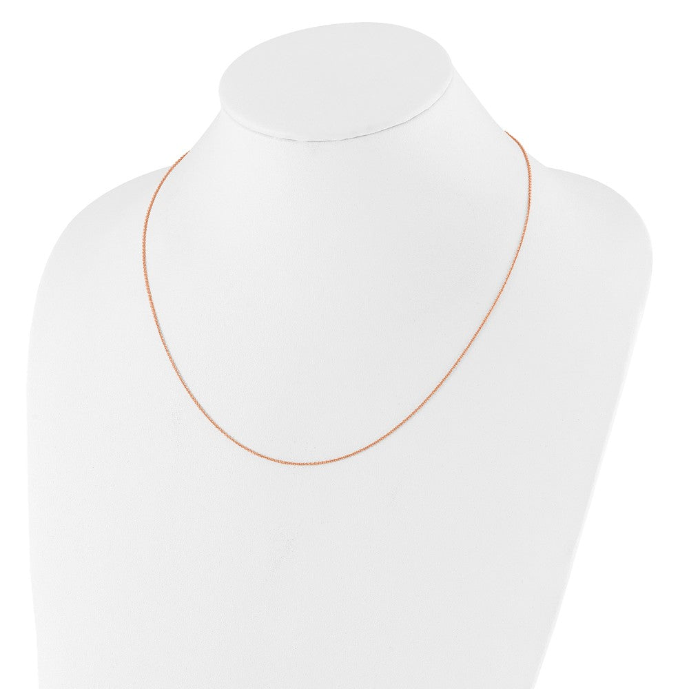 18 Inch 14K Rose Gold 1.25mm Round Cable 1In+1In Adjustable Chain Necklace