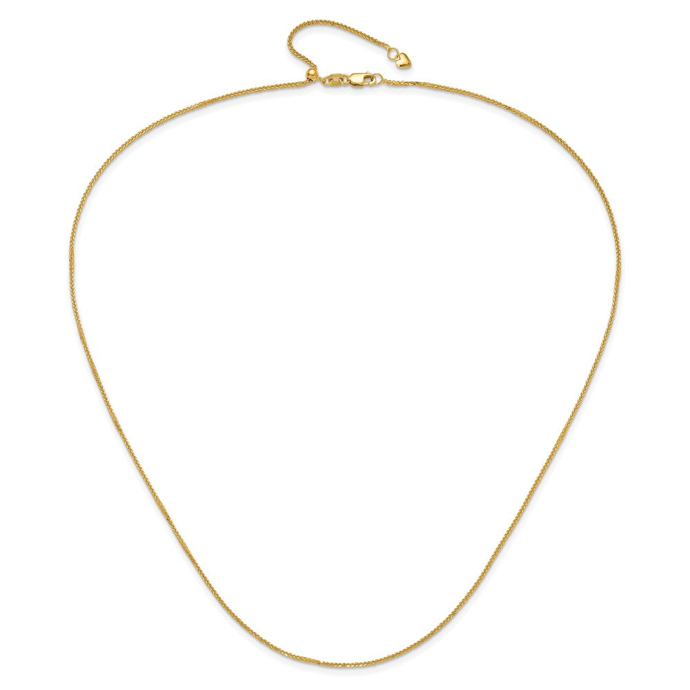 22 Inch 14K Yellow Gold Adjustable 1mm Quadra Wheat Chain Necklace
