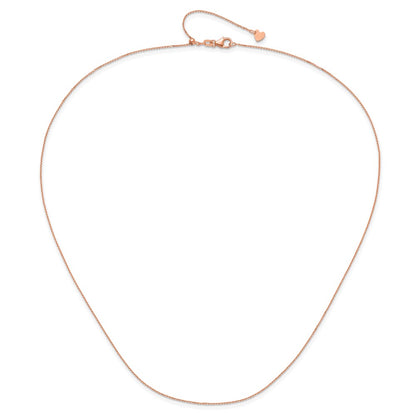 22 Inch 14K Rose Gold Adjustable 1mm D/C Cable Chain Necklace