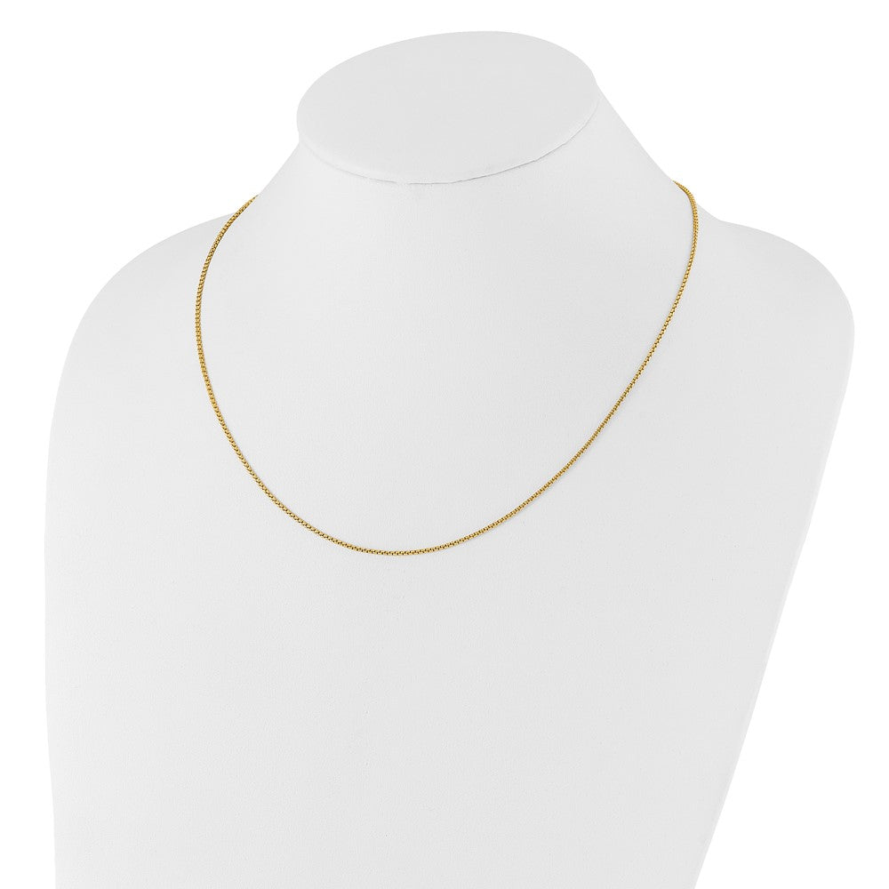 22 Inch 14K Yellow Gold Adjustable 1.35mm Round Box Chain Necklace
